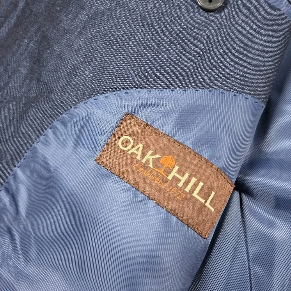 Oak Hill Blazer Men 1XL 46R/48R Blue Linen Blend 2 BTN Sport Jacket